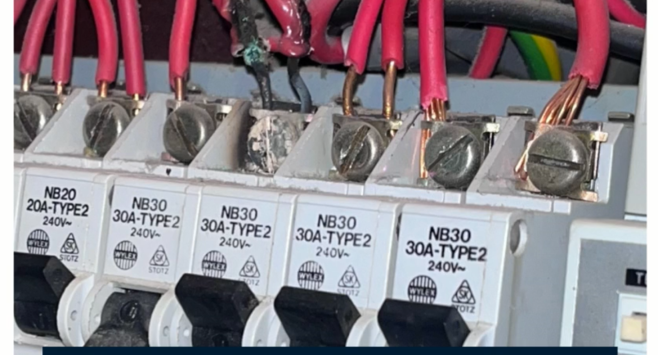 Burning connection at consumer unit 